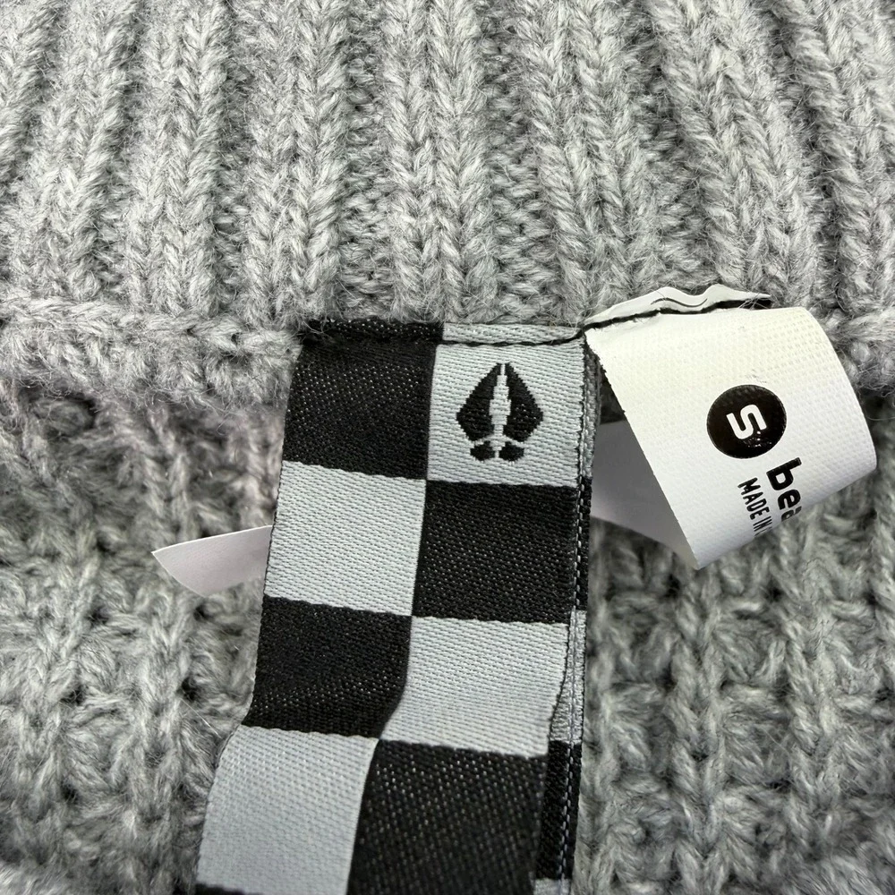 Bearded Goat Sweater Mens Small Grey Odis Boatyard Waffle Knit Merino Wool Blend